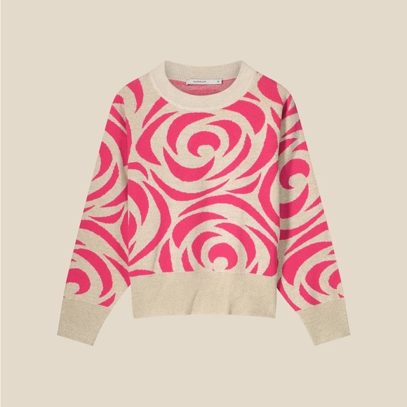 Summum Pink and Cream Patterned Women's Sweater - Picture 6 of 11